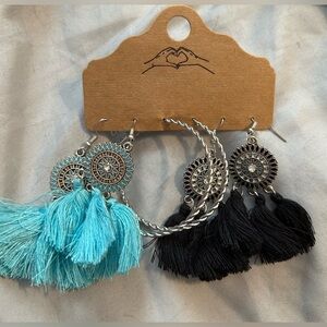 Boho Tassel & Hoop Earrings -3 Pack